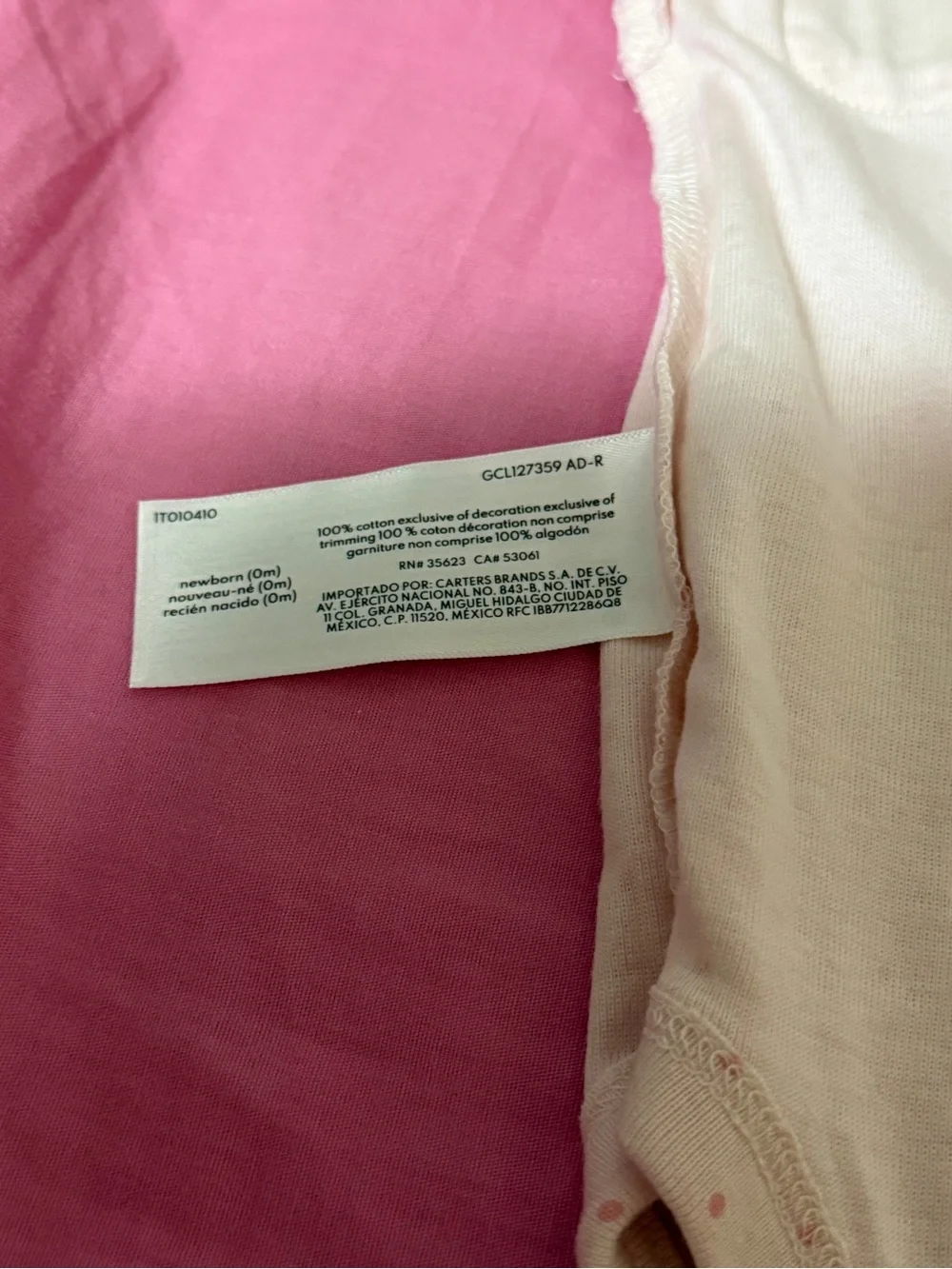 Carter's Light Pink Short-Sleeve One-Piece with Pink Dots - Newborn Size